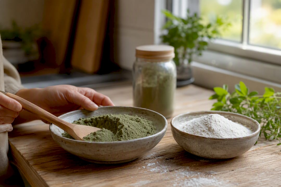 Polvos de colina e inositol en recipientes