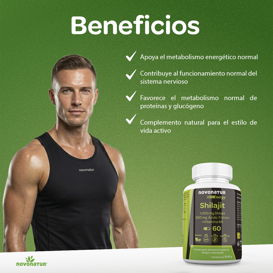 Shilajit 1000 mg con Ácido Fúlvico y Vitamina B6
