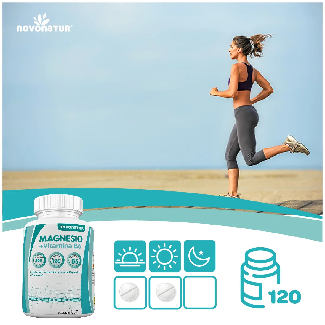 Magnesio + Vitamina B6 Novanatur | 120 comprimidos (2 meses)