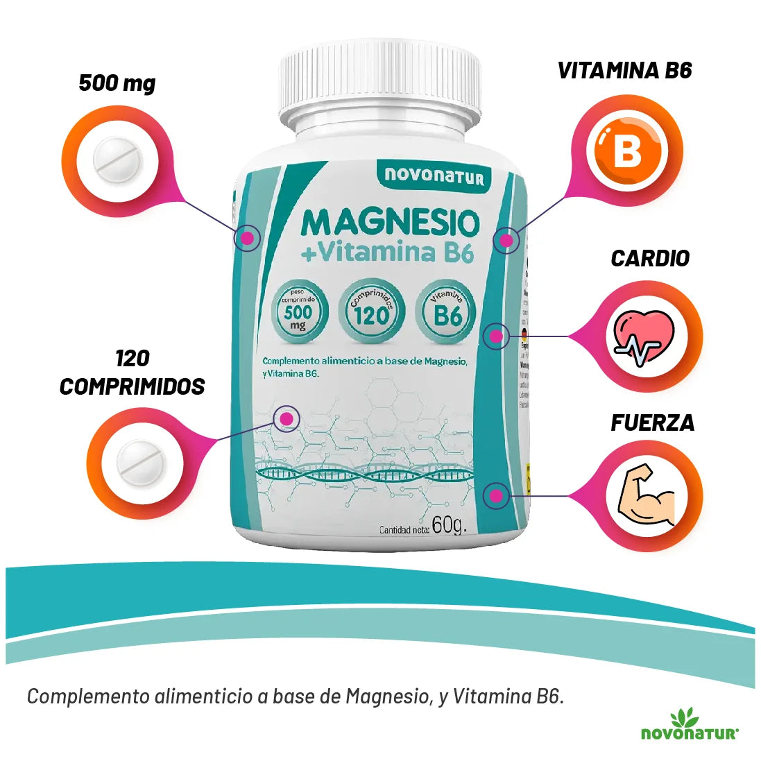 Magnesio + Vitamina B6 Novanatur | 120 comprimidos (2 meses)