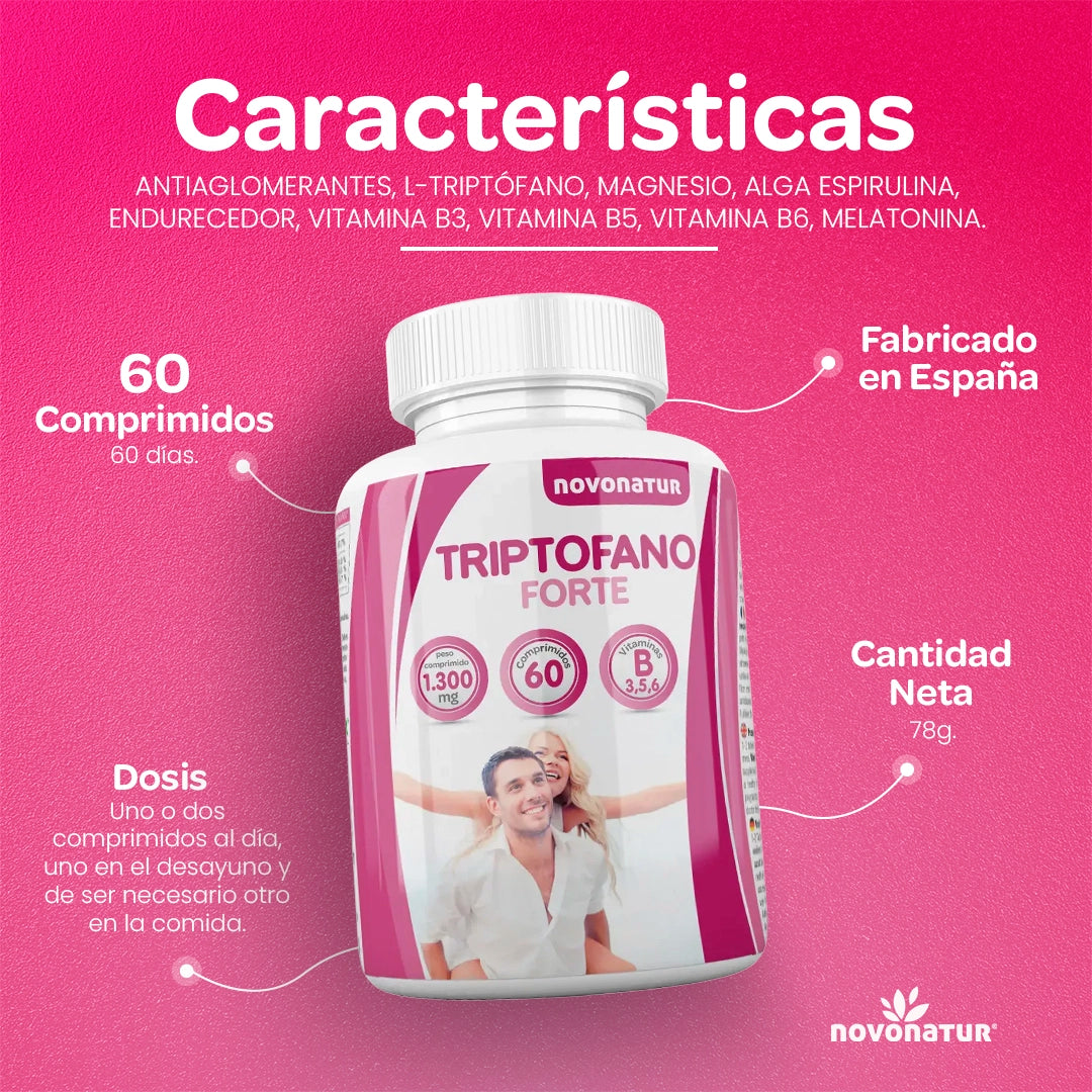 Triptófano + magnesio + espirulina + melatonina