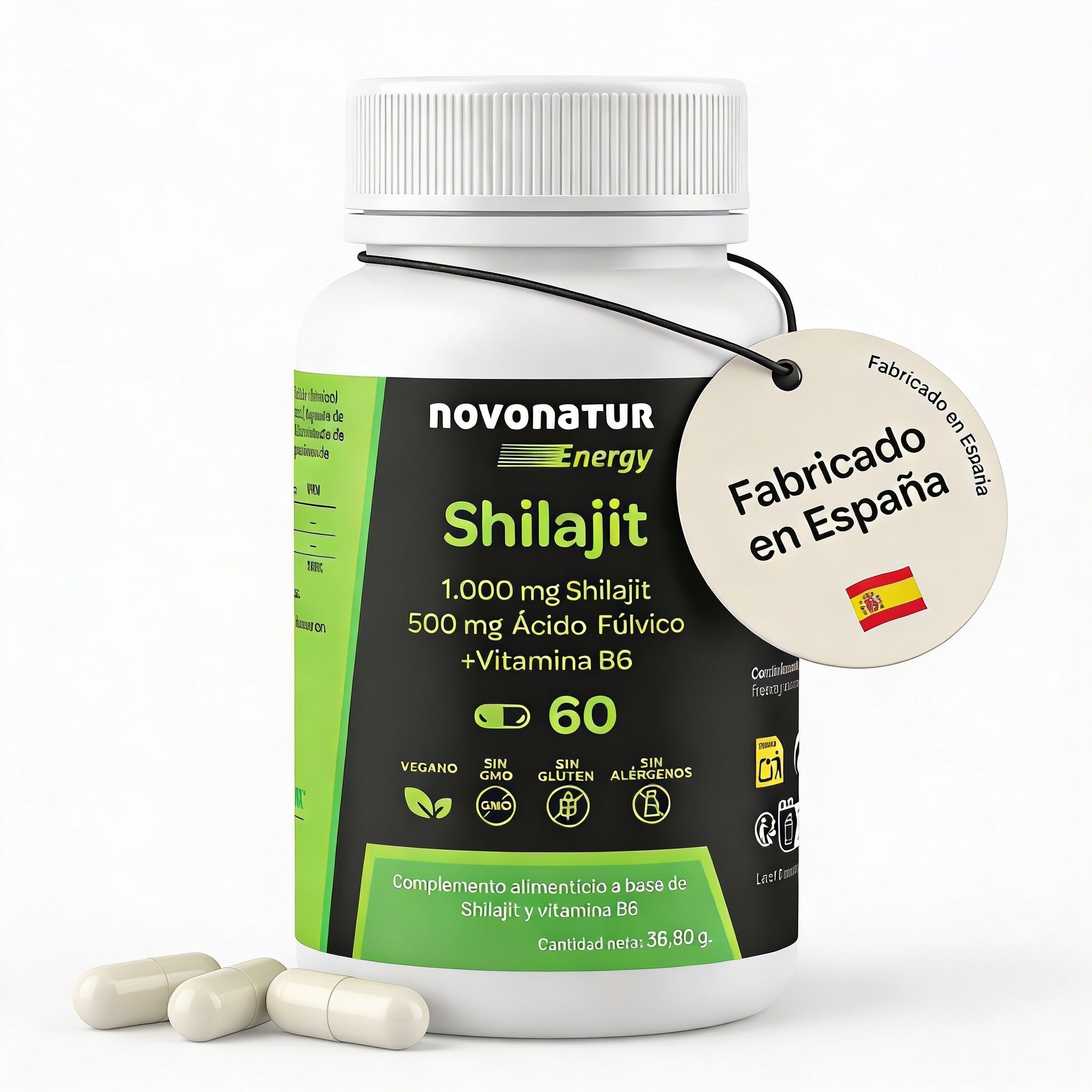 Shilajit 1000 mg con Ácido Fúlvico y Vitamina B6
