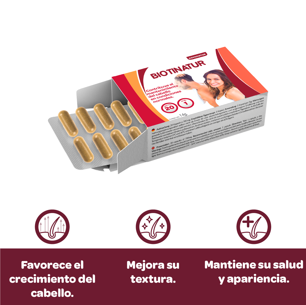 Biotinatur, biotina para el cabello.