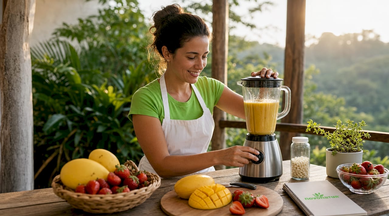 Un experto en nutrición prepara un batido lleno de vitaminas del grupo B para potenciar la salud.