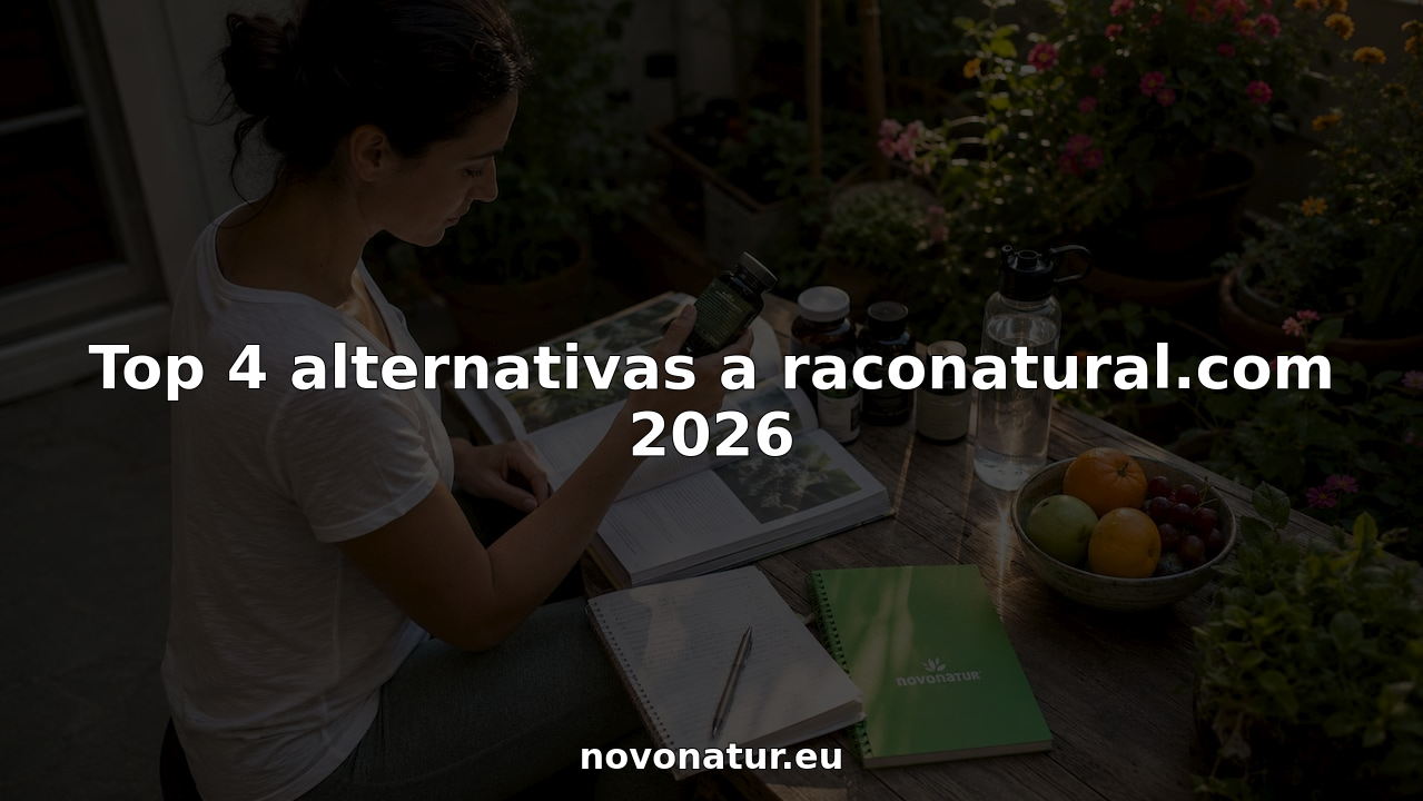 Una mujer sentada en la mesa de la cocina, revisando y comparando suplementos naturales para cuidar su salud.