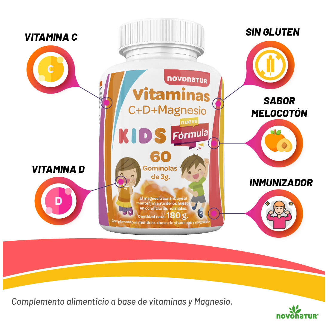 Vitamina C + D + Magnesio en gominolas